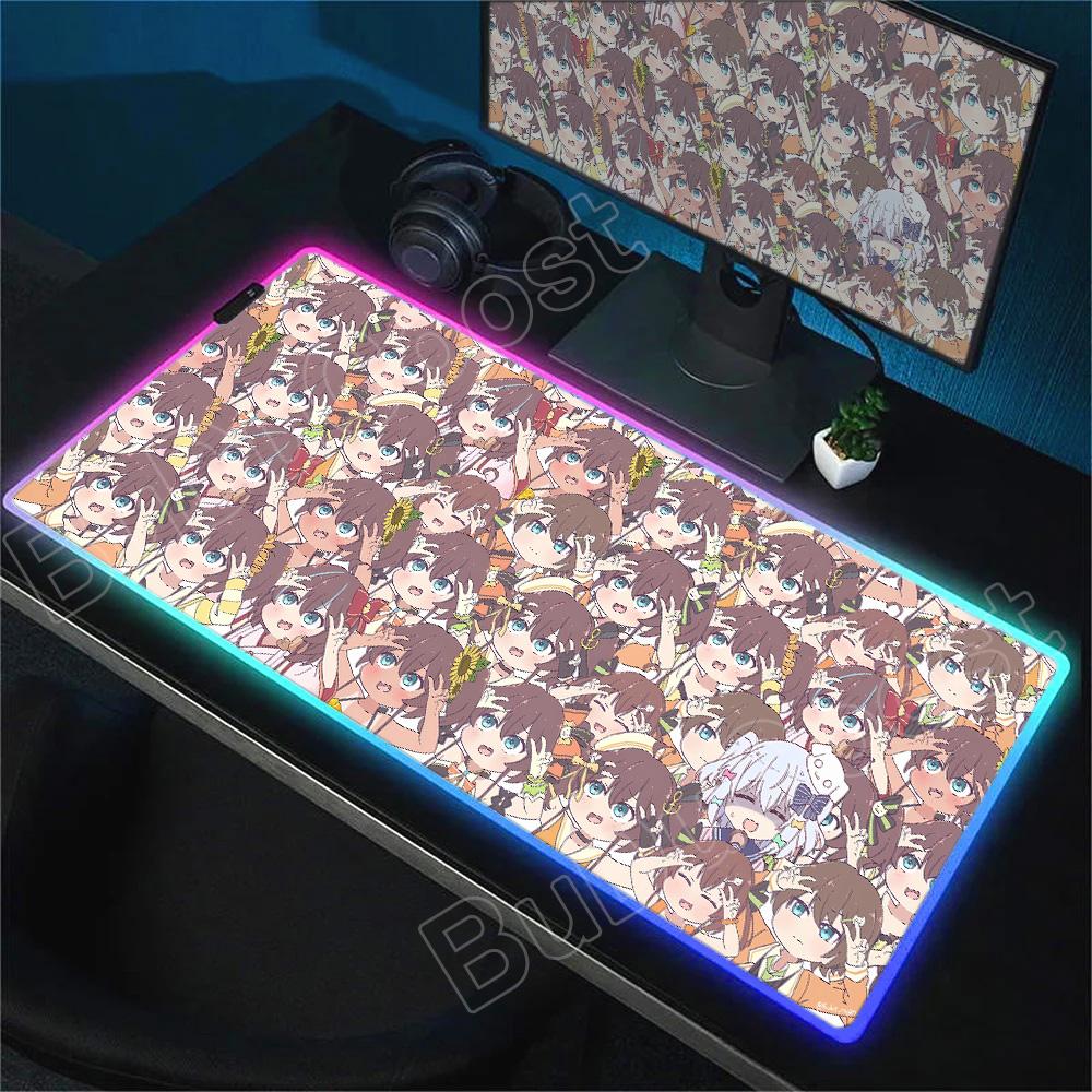 RGB Mouse Pad Laptop Game Hololive Natsuiro Matsuri Keyboard Pad PC Computer Kawaii Desk Mouse Mat HD Accessories Anime Mousepad