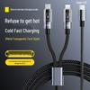 PD100W Transparent Flash Charging Cable for iPhone 14/12 with Light Data Connector