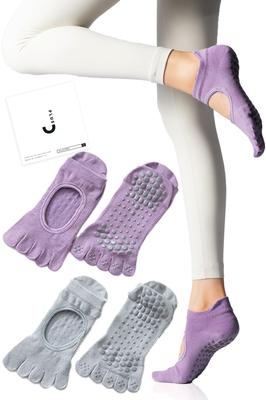 Gemma Plus Pilates Yoga Grip Purple and Light of 2 by Active Instructors and Certified In Socks, Non-Slip, Five-Toe, Women's, Socks, Socks, Pilates,