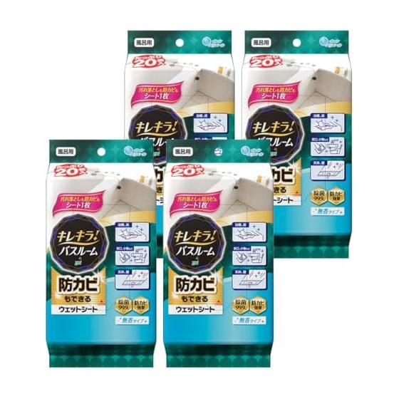 Elleair Kirekira! Bathroom Cleaner 80 Sheets (20 Sheets x 4 Pieces) Thoroughly Clean Wet Sheet Bulk Purchase