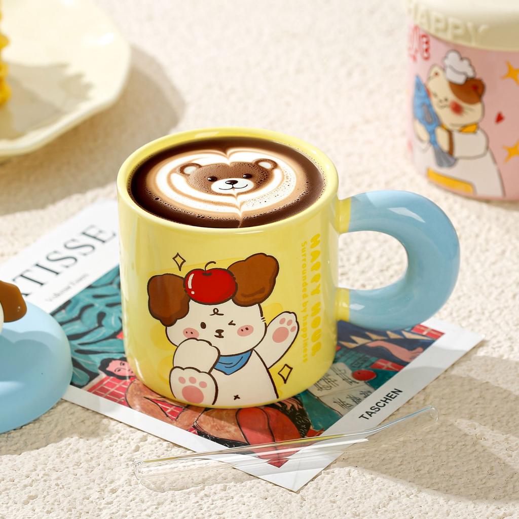 Cute Duck Mug High Looking Ceramic Water Cup with Lid To Send Girls Couple Cup Squid Cup Birthday Gift