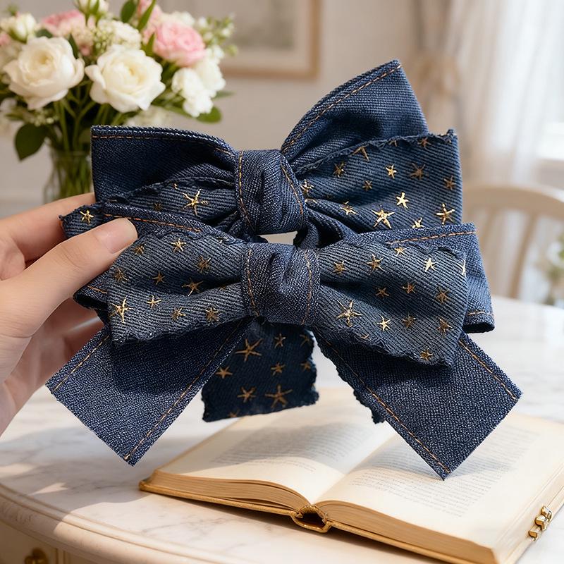 Korean Denim Bow Hair Clip for Girls - Children's Hairpin & Baby Hair Accessory