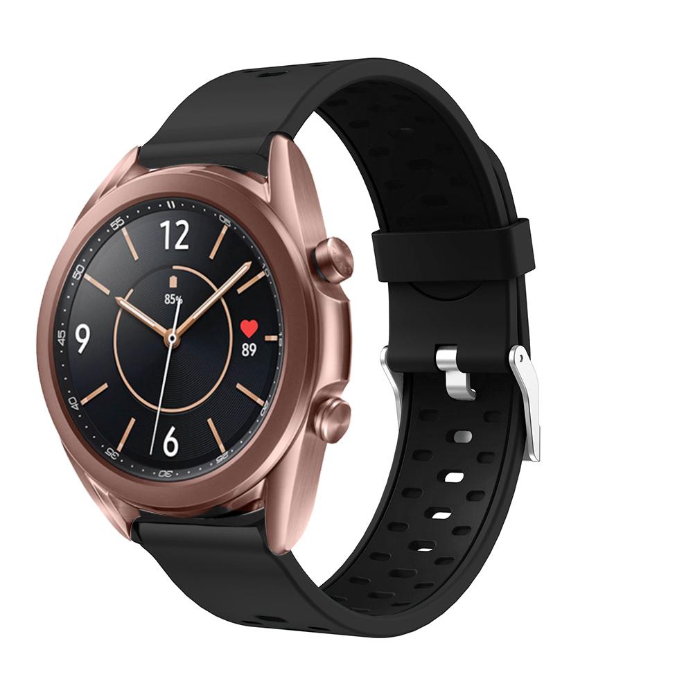 

20mm Dual-colors Silicone Watch Replace Band for Samsung Galaxy Watch3 41mm Black/Pink