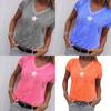 Stylish Women V-neck T-shirt Casual Loose Star Summer Shirts Solid Short Sleeve Perfect For Outdoor Activities