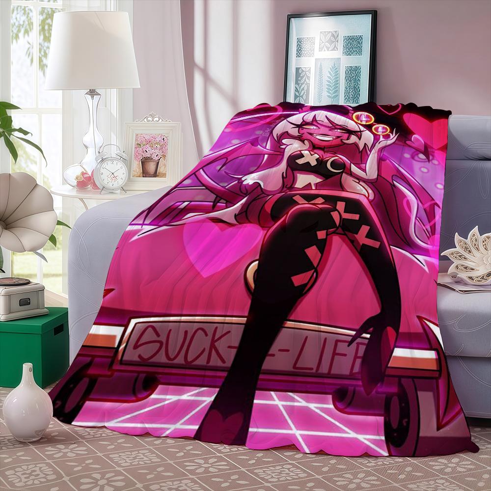 H-Hazbin Cartoon Hotel Funny Blanket Warm And Soft Suitable For Bedroom Living Room Sofa Bed Office Travel Camping
