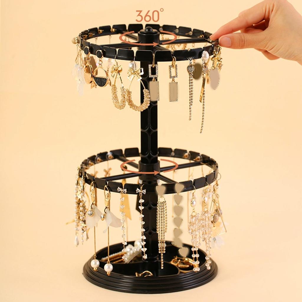1pc Double Layered Rotating Jewelry Rack, Transparent Tree Shaped Jewelry Display Rack, Earring and Necklace Storage Rack