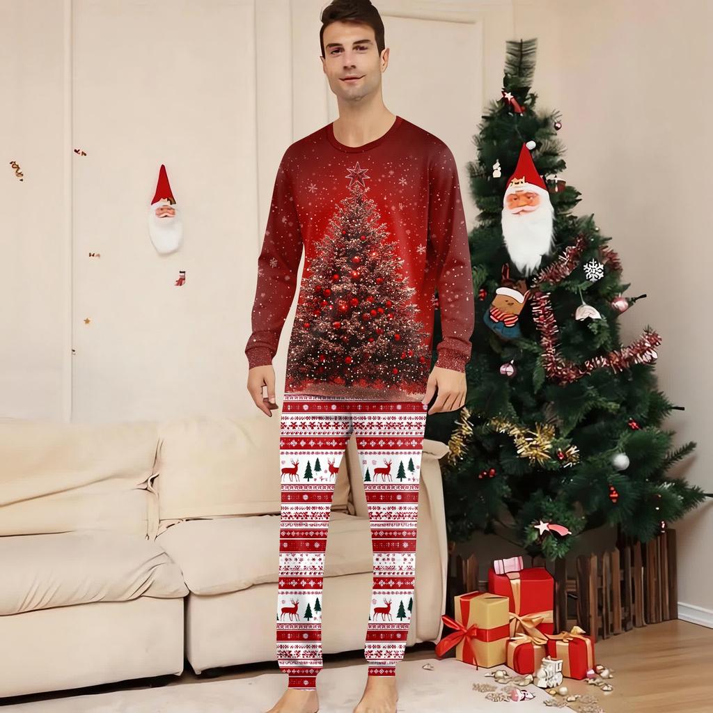 Family Matching Print Sets Pajamas Loungewear Outfits Family Matching Long Sleeve Tops+Pants Set