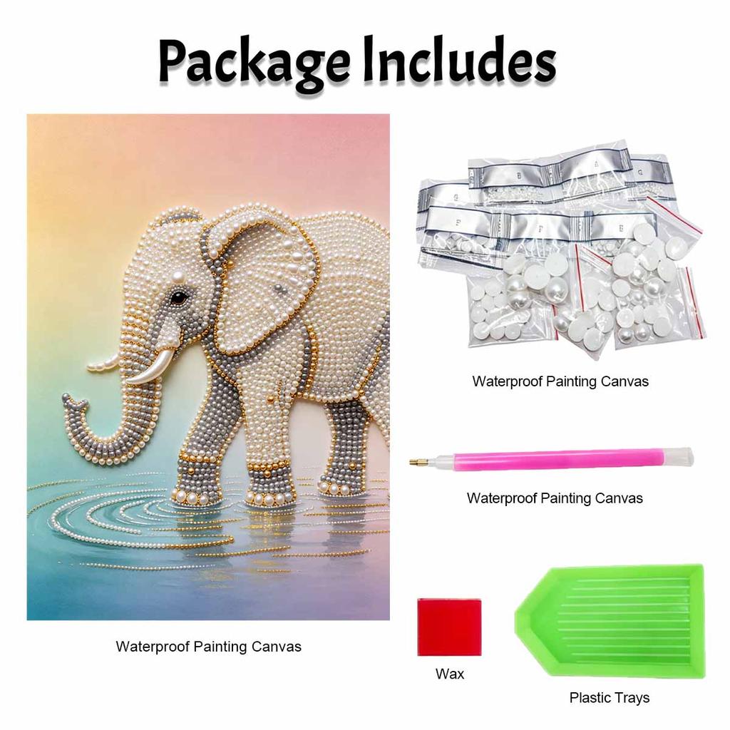 Elephant Pearl Kit DIY 5D Rhinestone Art Craft for Adults and Kids Home Party Decoration Handmade Gift