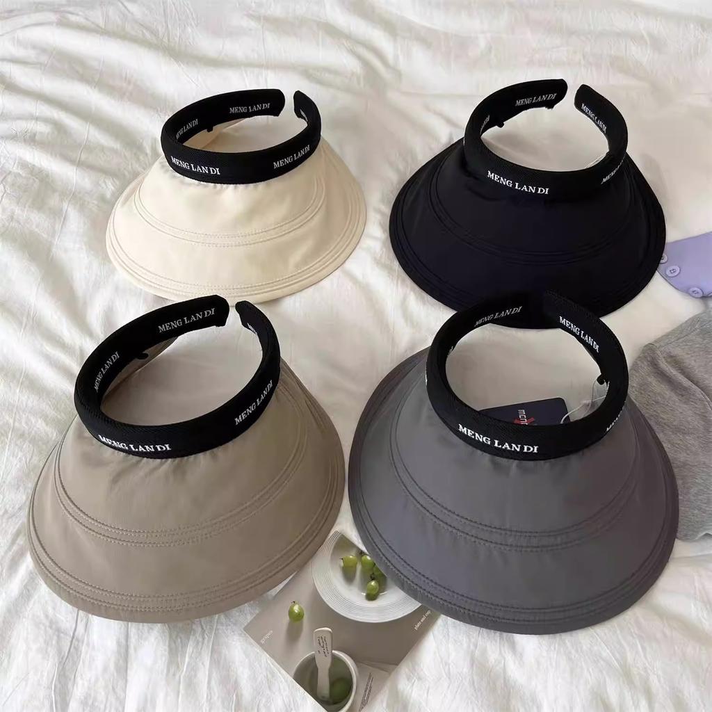 2025 summer sunshade UV protection empty top sunscreen hat women's big edge outdoor breathable headband sun hat