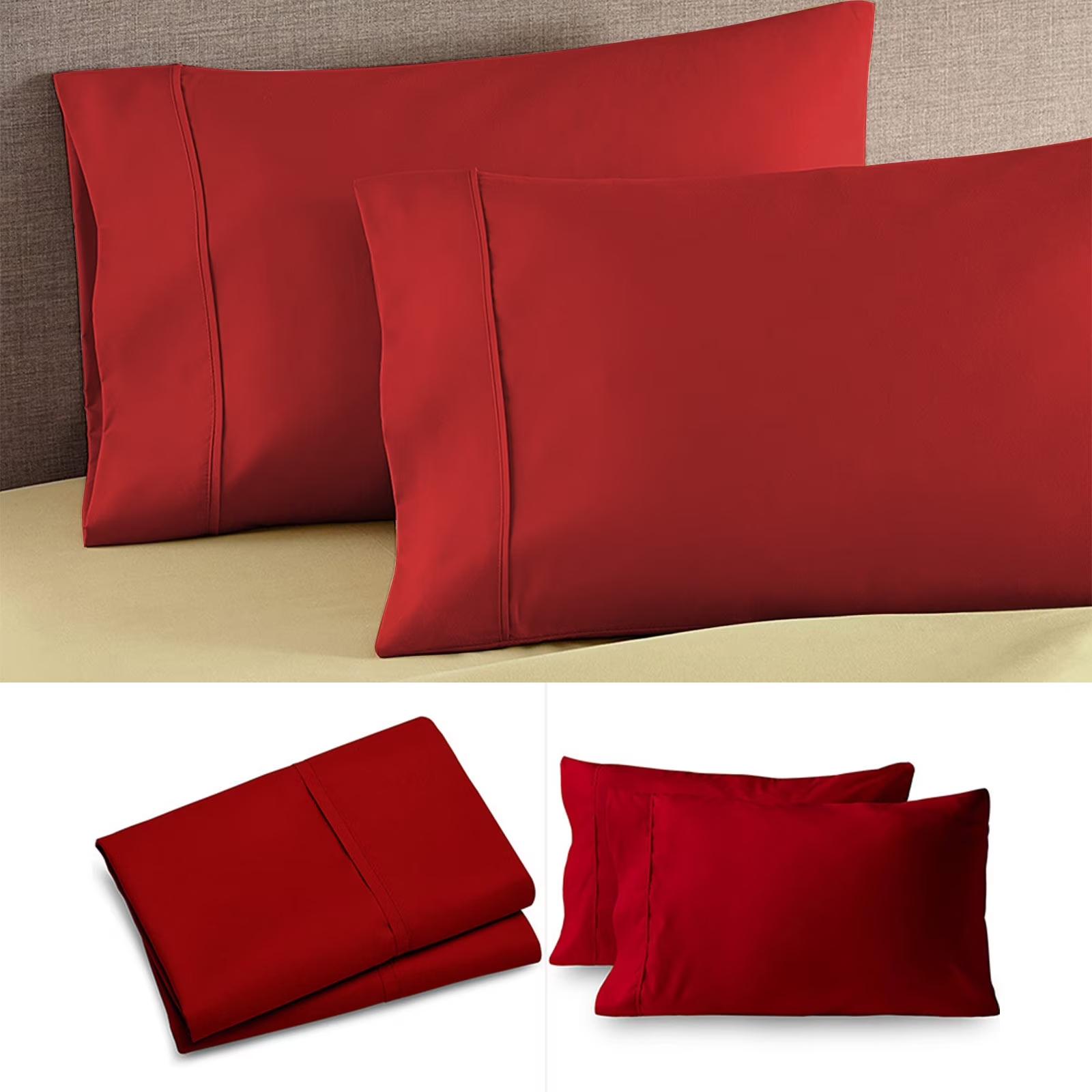 

Set Of Two Extra-large Pillowcases - Ultra-soft Brushed Microfiber Pillowcases With Envelope Closure, 20x36 Inches, Cool And Breathable Bedding Set. One Size червоний