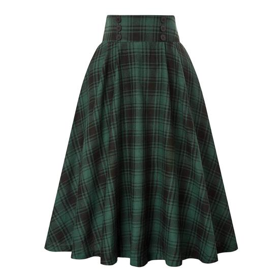 Dámská sukně Vysoký elastický pas Velký lem A-line Colorblock Kostkovaný potisk Volný Délka kotníku Měkké kapsy Retro volán Elegantní Party Dáma na dojíždění