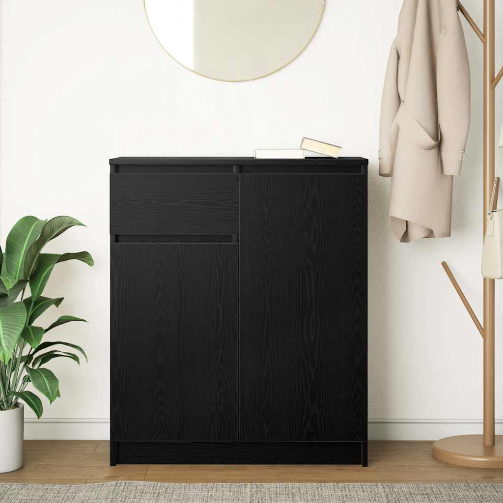 vidaXL Sideboard mit Schublade Schwarz Eichen-Optik 71x35x84 cm