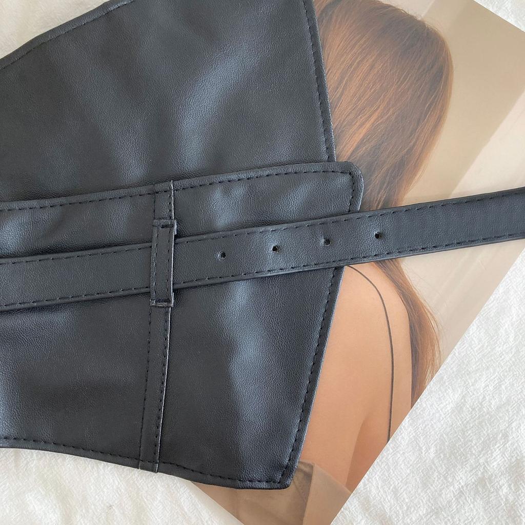 Fashion Elastic Corset Women Wide Belt Sexy Slimming Body Waistband Black PU Leather Belts Shirt Dress Decoration Girdle Strap