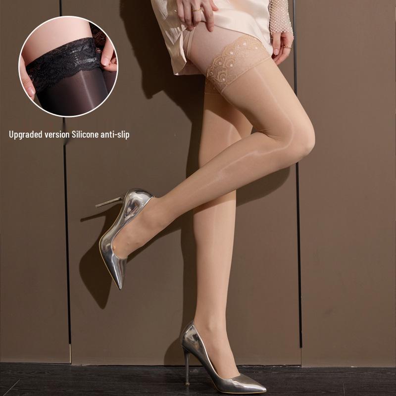 Yuanbao Shiny Aurora Horse Oil Seamless Pantyhose - Anti-Snag, High Waist, Abdomen Control Stockings with Apple Hips Design.