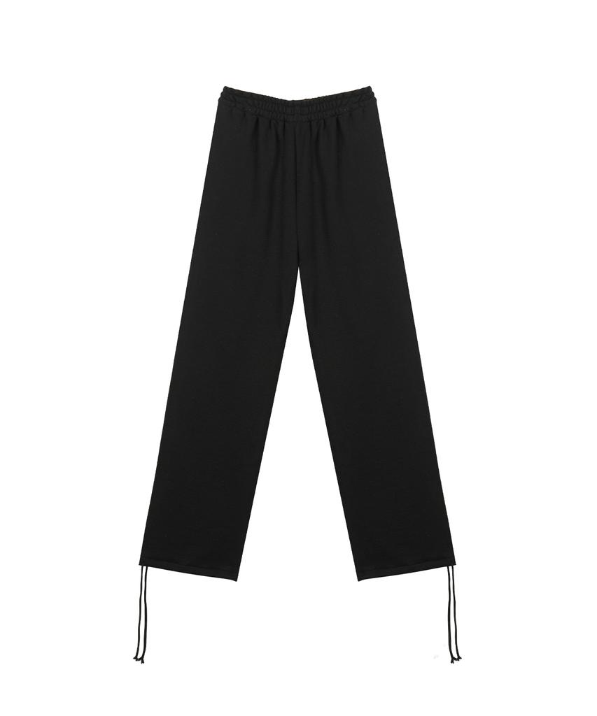 Isjabaibeu [Iba23Upt11Bk] Elastic Waist Long Jogger Pants - Black