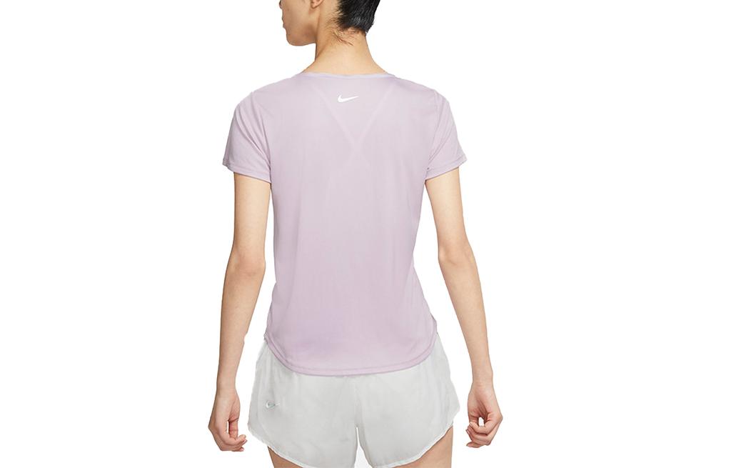Nike T Shirts Women's Light Purple Crew Neck Moderate Straight Fit CZ9279-576