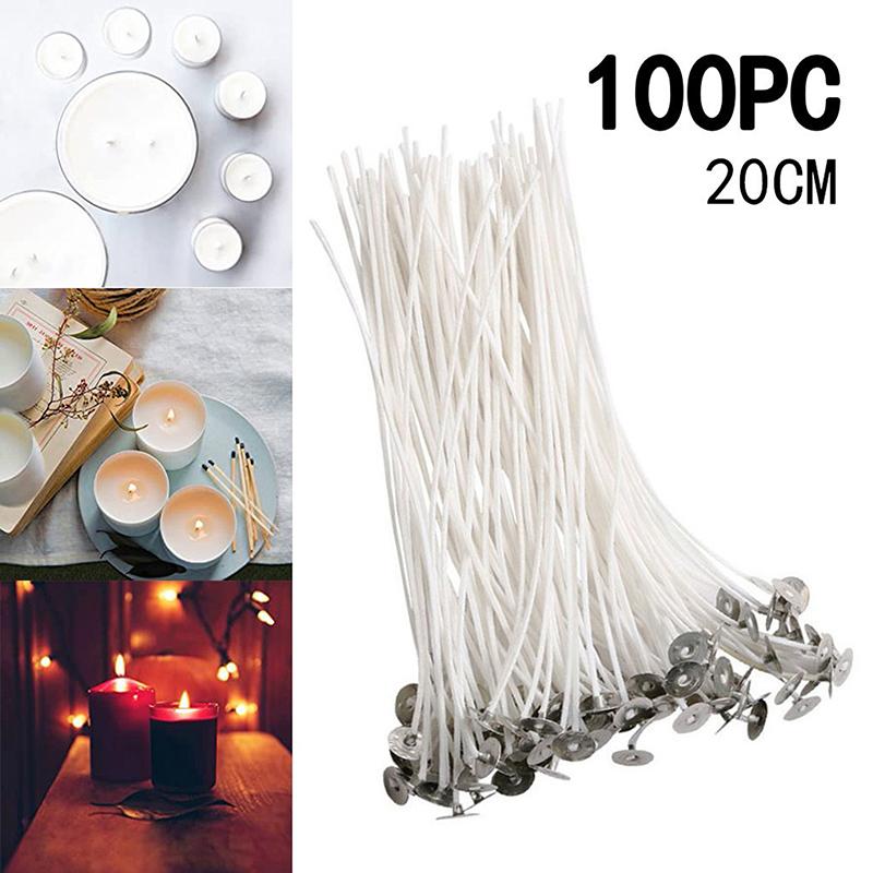 100Pcs/set Candle Wicks Smokeless Wax Pure Cotton Core 9/15/20cm DIY Candle Making Pre-waxed Wicks For Party Accessories