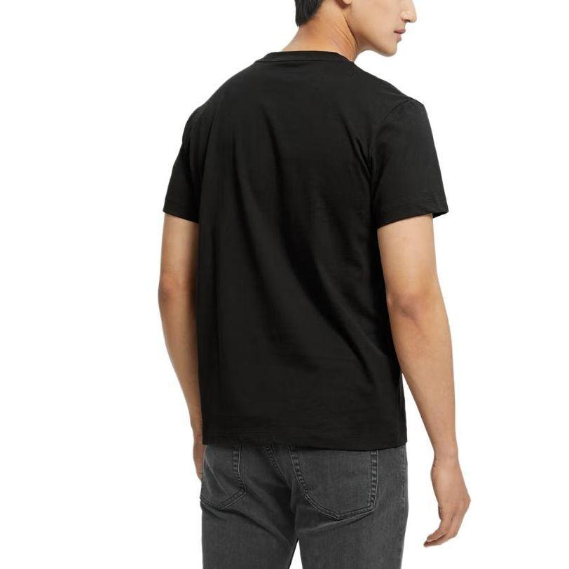Calvin Klein Cotton Casual Crew Neck T-Shirt With Square Print Men Tops Black J319955-BEH