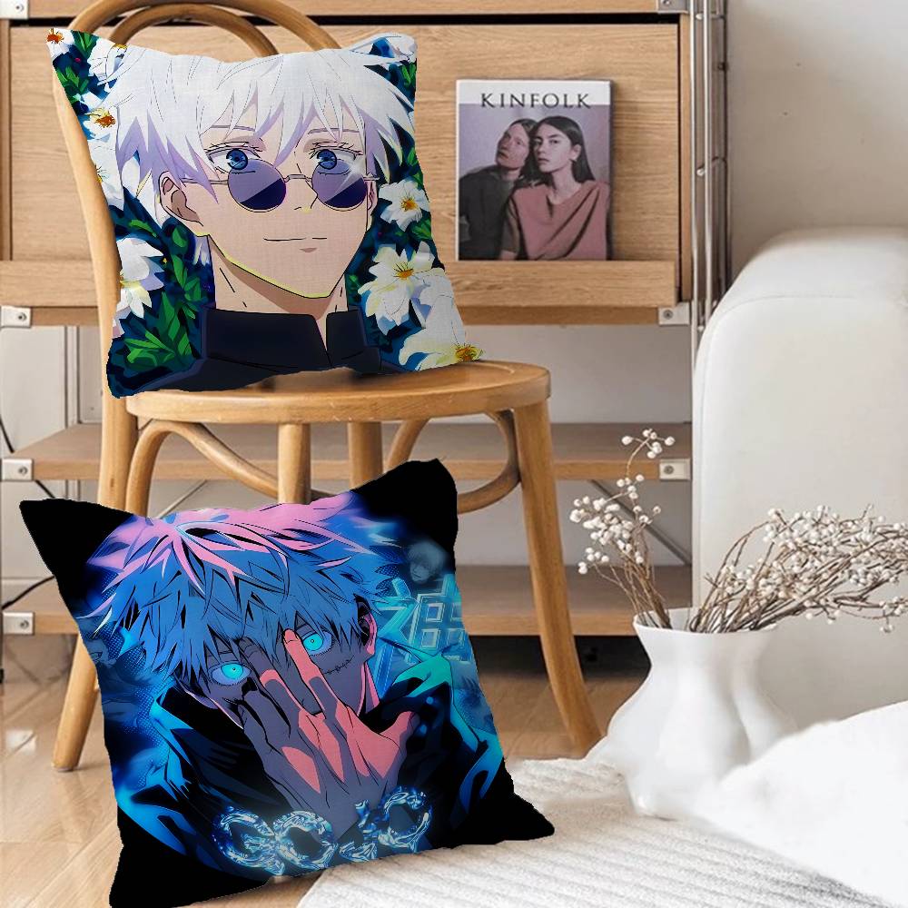 Cartoon Figure Gojo Satoru Cushion Cover Car Throw Pillow Case For Sofa Car Christmas Gift 40x40cm 45x45cm