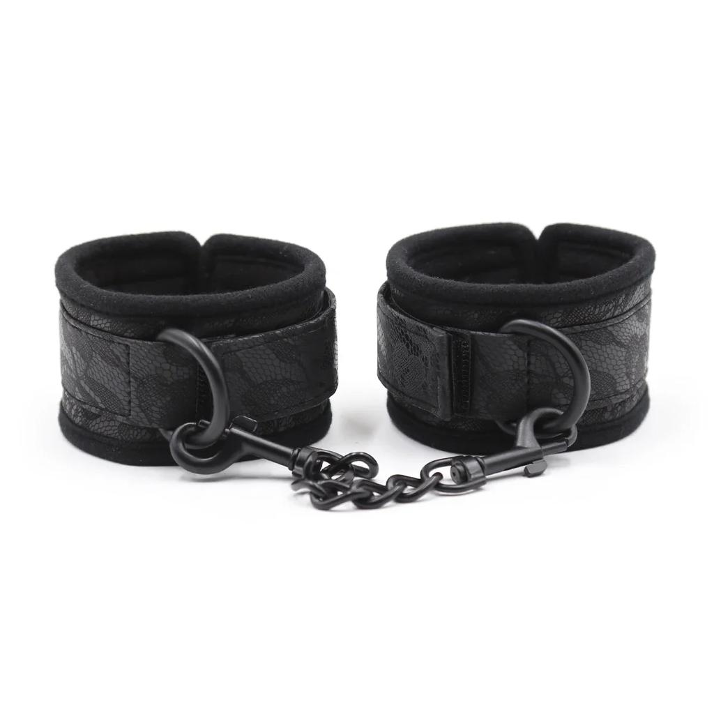Adjustable Lace Neck Collar Handcuffs Ankle Cuffs Set  Slave Bondage Stainless Steel Open Leg Bar Sex Toys for Couples Woman