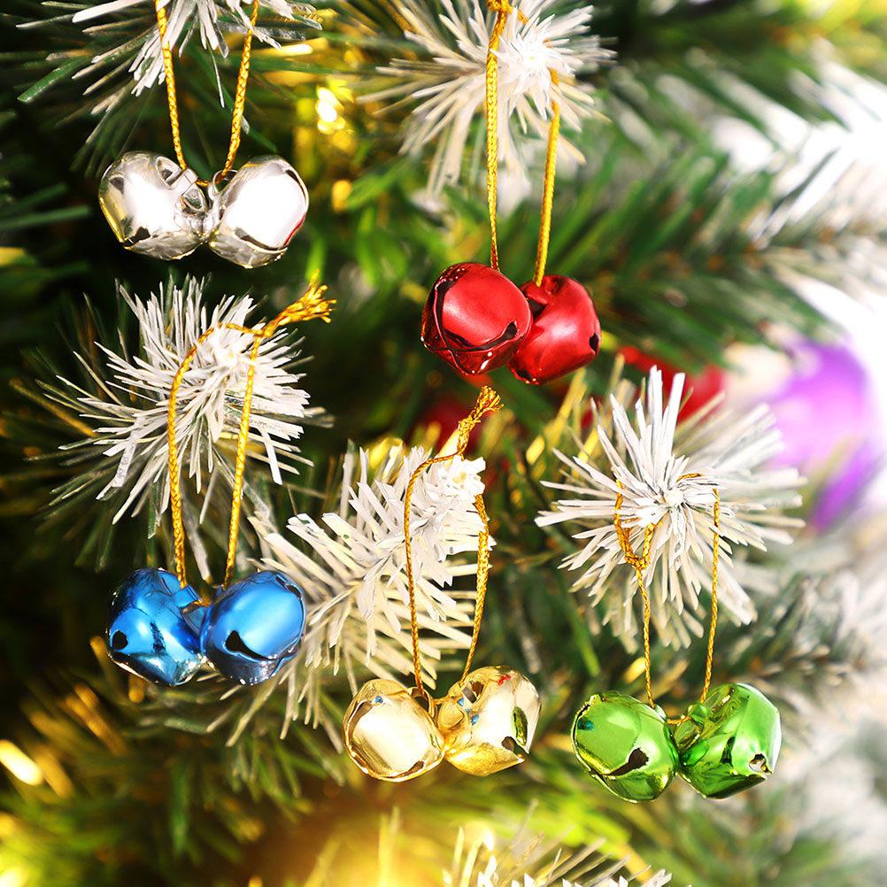 100Pcs Premium Vacuum Plated Holiday Bell Pendants Creative Christmas Hanging Decor for Tree Wall Window Door Table Shelf Decor