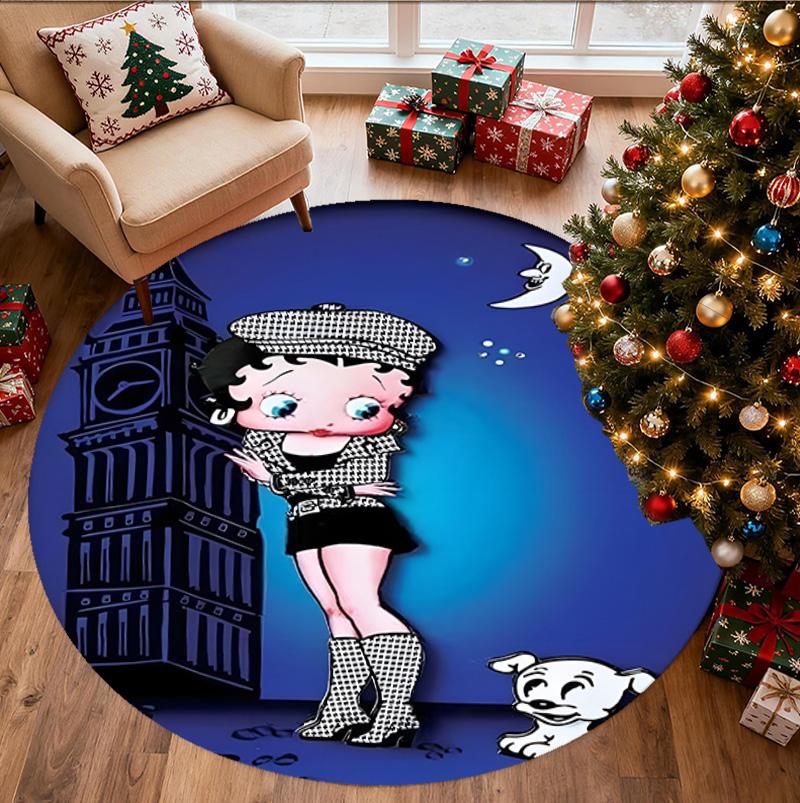 Betty Boop Pattern Round Rug, Indoor/Outdoor Mat, for Picnic, Gameroom, Bedroom, Office, Living Room, Home Decor Carpet, Birthday Gift