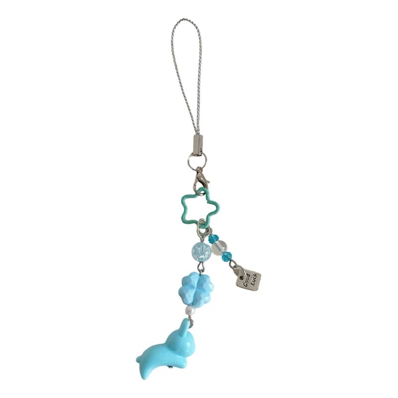 Beaded Clovers Leaf Mobile Charm Youth Trendy Phone Decors Charm Cartoon Acrylic Keychain Lucky Bag Hanging Decoration