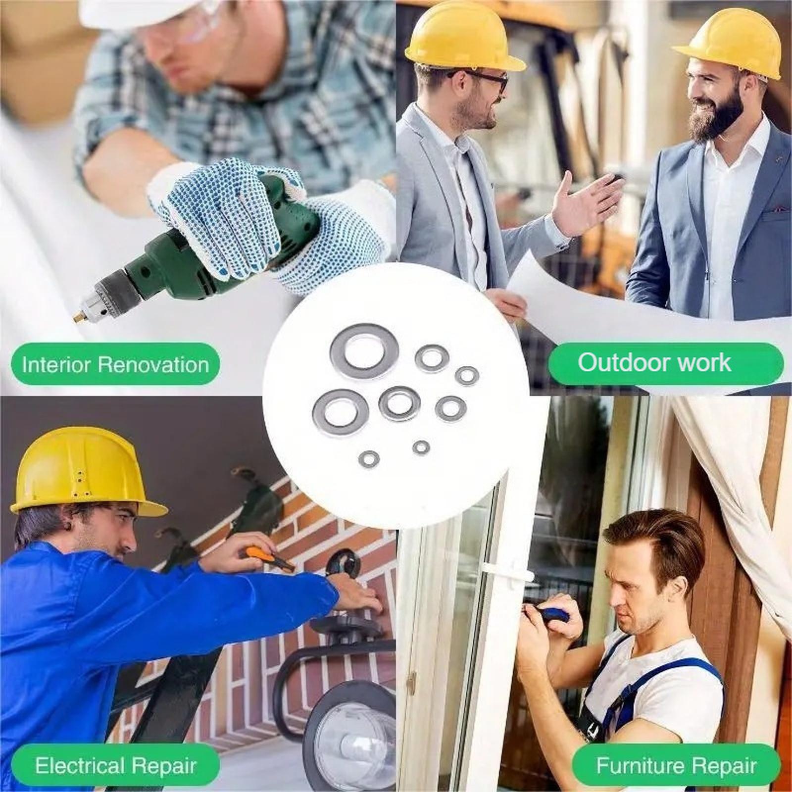 

Stainless Steel Flat Washers Assortment Kit M2-M12 - Fastener Washers Set one size срібний