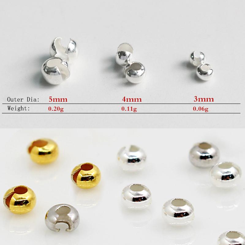 5pcs 3/4/5mm 925 Sterling Silver Open Crimp Clasps Wrapped Cord Buckle Connectors for Bracelet Necklace Jewelry Making DIY