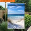 2D Flat, 2D Flat Printing Garden Flag 1pc, Sandy Beach Ocean View Durable Single-Sided Print Yard Flag, Garden & Home Holiday Decoration, 29.97x44.96