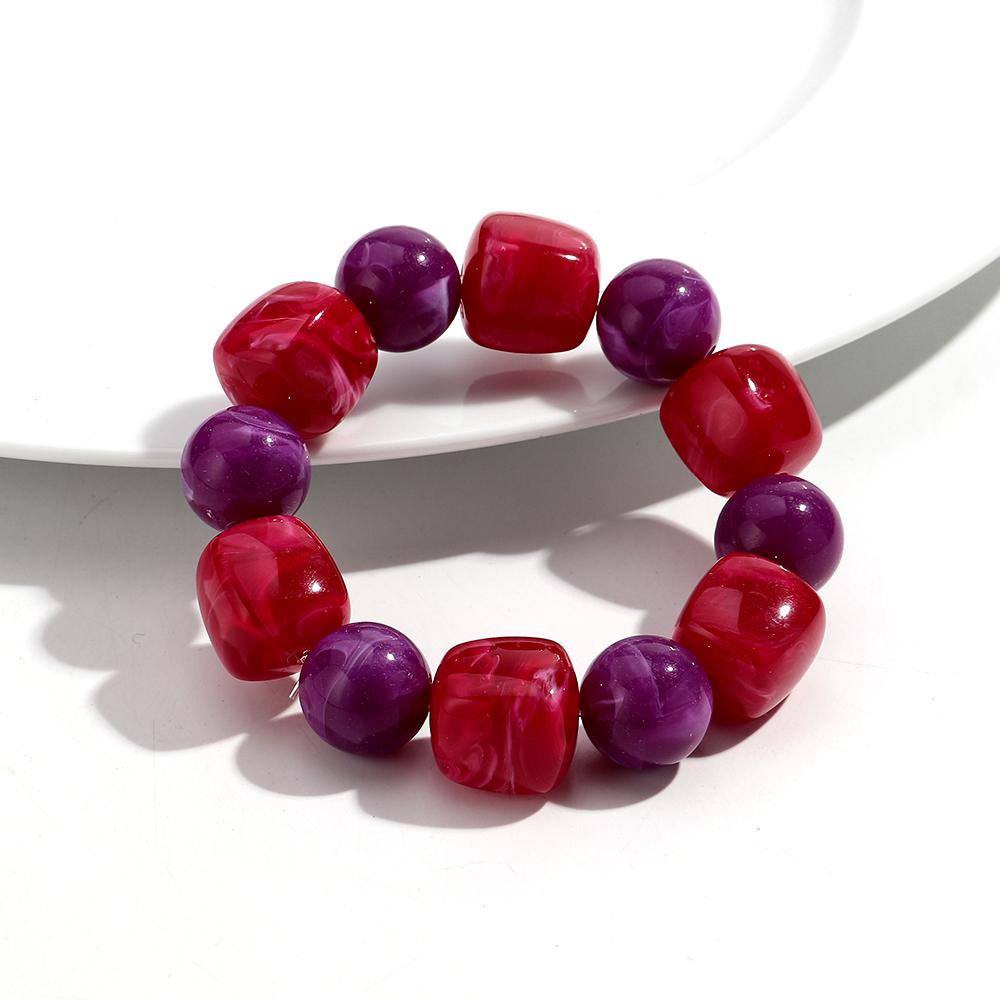 Acrylic Chunky Irregular Square Round Beaded Bracelet for Women European and American Simple Bracelet Fashion Hand Accessories