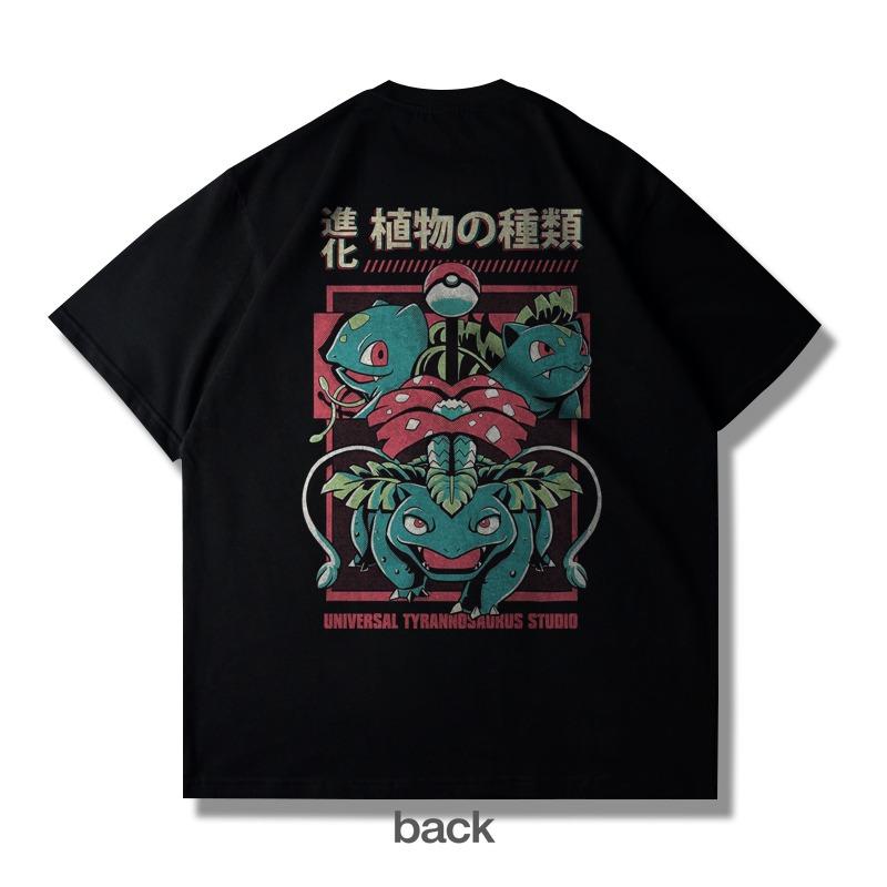 Japanese Harajuku Pokémon Cartoon Printed T-shirt Summer New Men's and Women's Plus Size Trend Loose Casual Short-sleeved Top