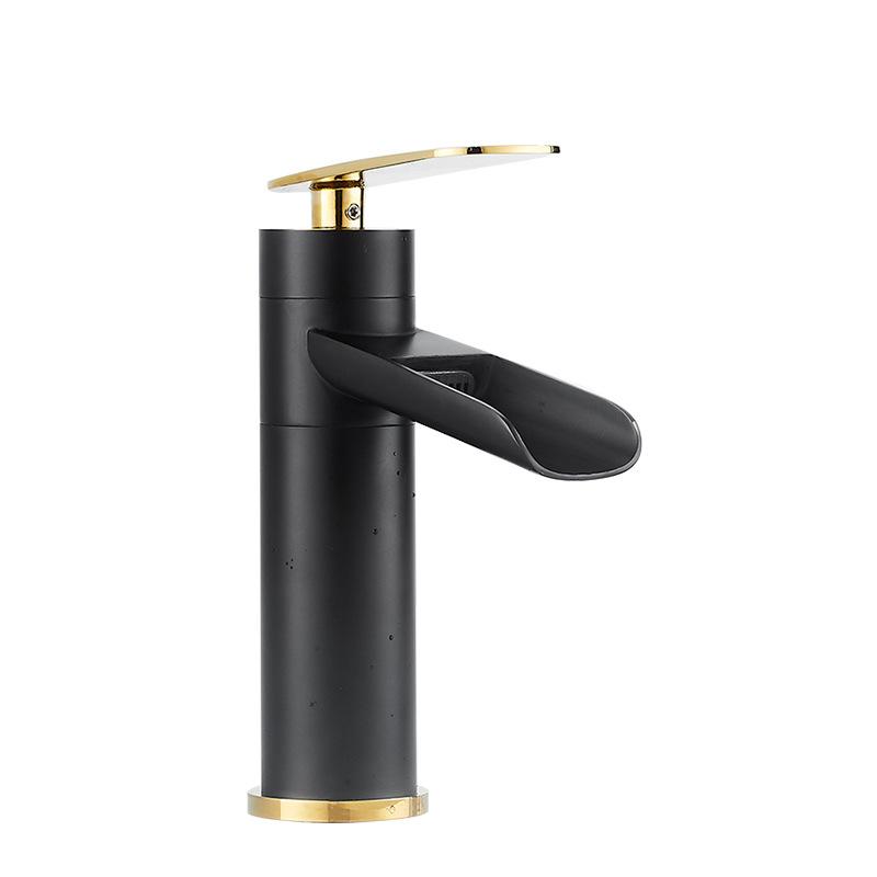 Antique Basin Faucets Waterfall Faucet Bathroom Black Sink Taps Single Lever Hot and Cold Water Mixer Taps Black White