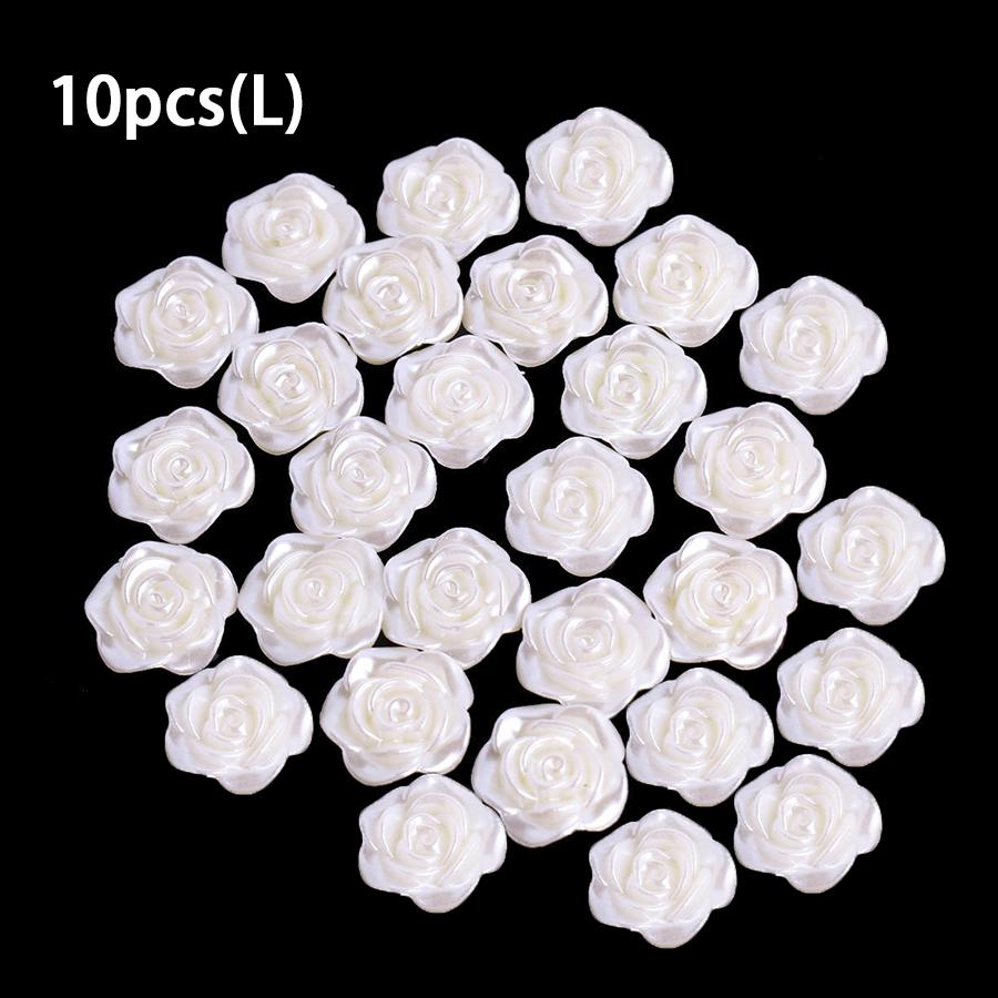 

10/20pcs Plastic White Rose Shaped Pearl Button Decoration Accessories for Knitwear Shirt DIY Handicraft Sewing Art Supplies XJM