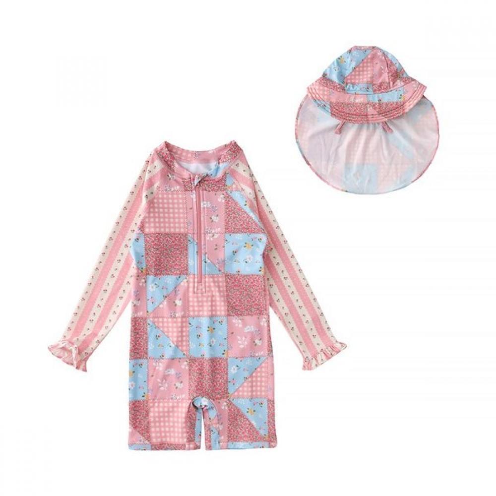 Little Ground Patchwork Swimsuit  76122 621 03 PINK/100