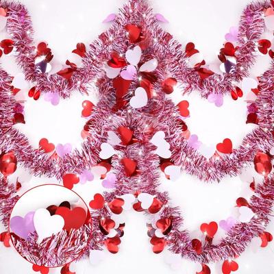 Valentines Day Red Pink Metallic Garland Valentine's Day Decor For Home Indoor Outdoor Wedding Hanging Decoration Prop