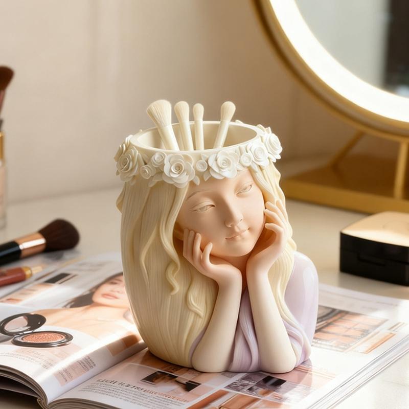 Multipurpose Silicone Girl Mold Silicone Texture for Resin Cement Creations Decorative Planter and Craft Containers