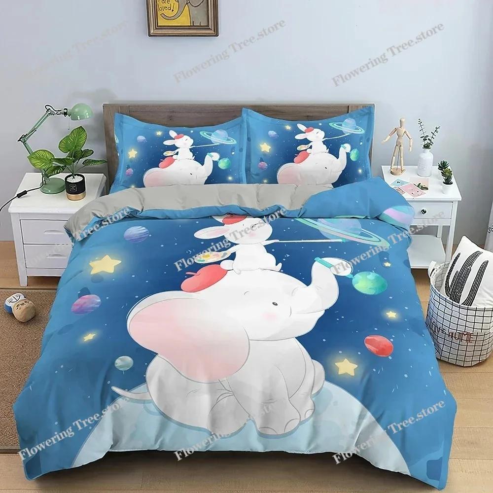 3D Cartoon Pattern DuvetQuilt Cover Cozy Soft Bedding Set for Children Kids Bedroom Decor Bedclothes Queen Twin Single