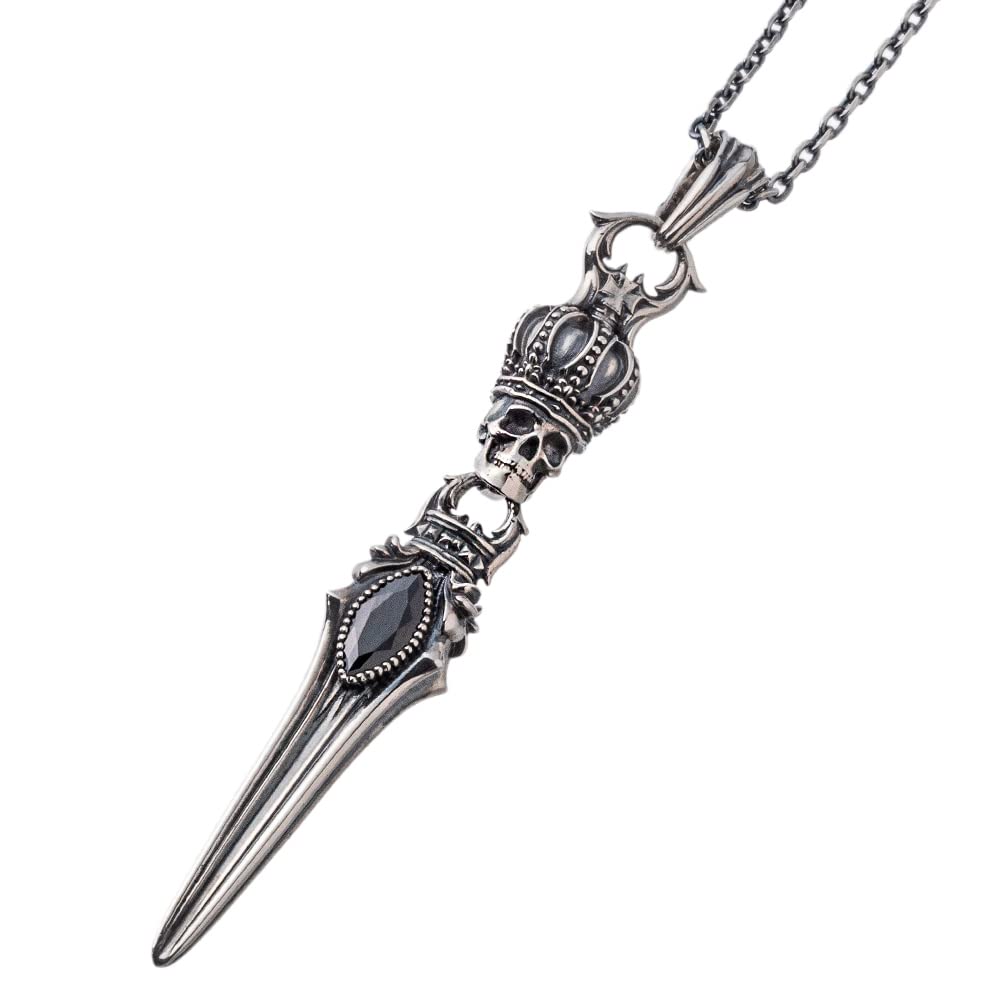 

ARTEMISKINGS Skull Crown Dagger Pendant AKP0129 Silver Accessories Brand Jewelry Silver 925 [Artemis Kings] [Top Only] Men s
