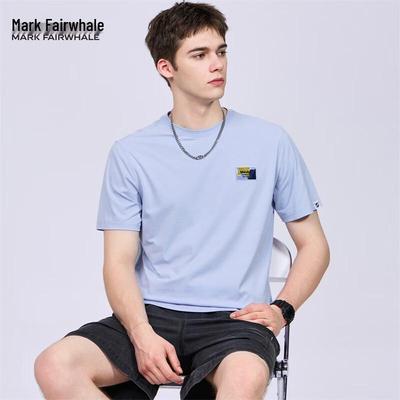Men's Flocking Embroidery Round Neck Short Sleeve T-Shirt