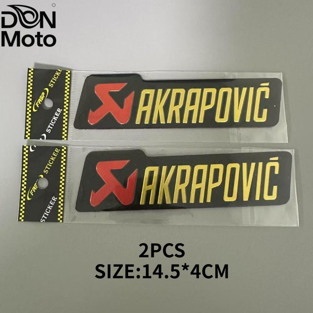 DON 2Pcs Motorcycle Sticker Decal Logo stickers for Akrapovic Exhaust Aluminum alloy waterproof fixation
