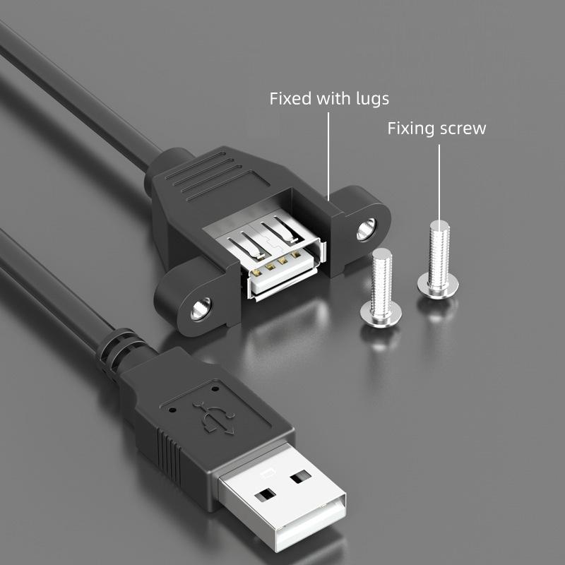 USB 2.0 Male To Female Extension Cable with Mounting Ears, Panel Mount USB a Extender Cord for Cabinet Chassis