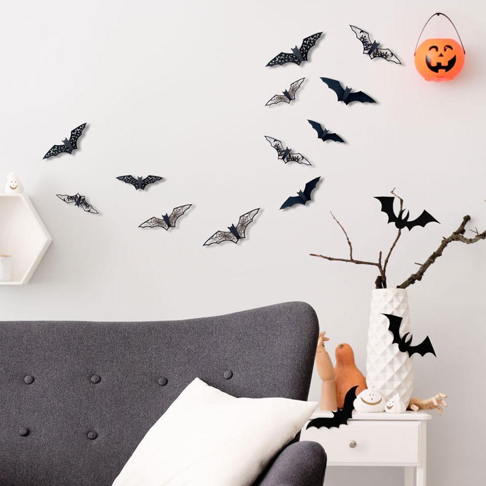 

2023 Хэллоуин летучая мышь трехмерная полая бумажная наклейка на стену Diy домашняя вечеринка комната праздник ребенок X9U1