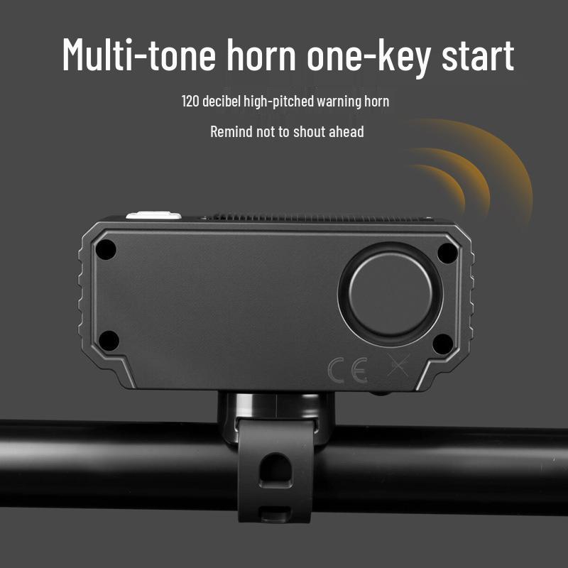 900 Lumen Solar Bike Headlight with USB Charging, High/Low Beam, Horn, and Long Battery for Night Riding