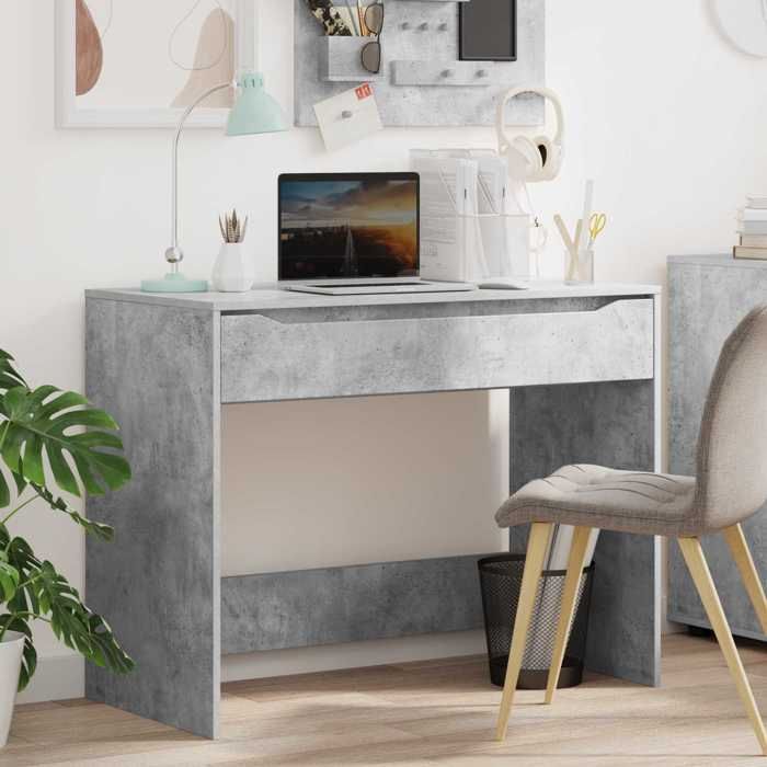 Bureau - MAISON EXCLUSIVE - 100 x 50 x 78 cm - Gris Béton - Bois d'ingénierie - 1 tiroir