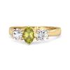 Three Stone Natural Peridot 925 Sterling Silver Gold Vermeil Engagement Ring