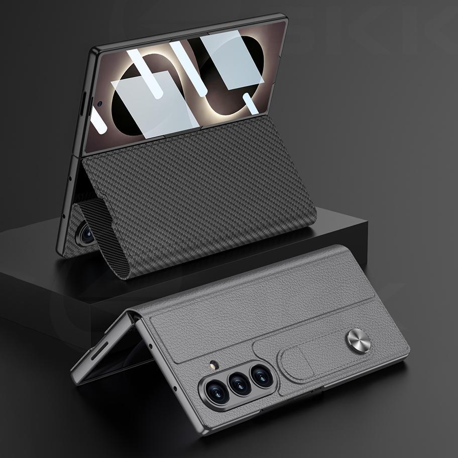 Plain Leather Card Package Case for Samsung Galaxy Z Fold 8 Ultra Front Screen Glass Fold Stand Cover for Galaxy Z Fold7 Case