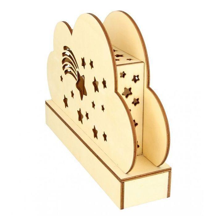 Lampe en bois LED à décorer 'Artemio - Rainbow' Nuage Etoile 25x13.7x5.5 cm