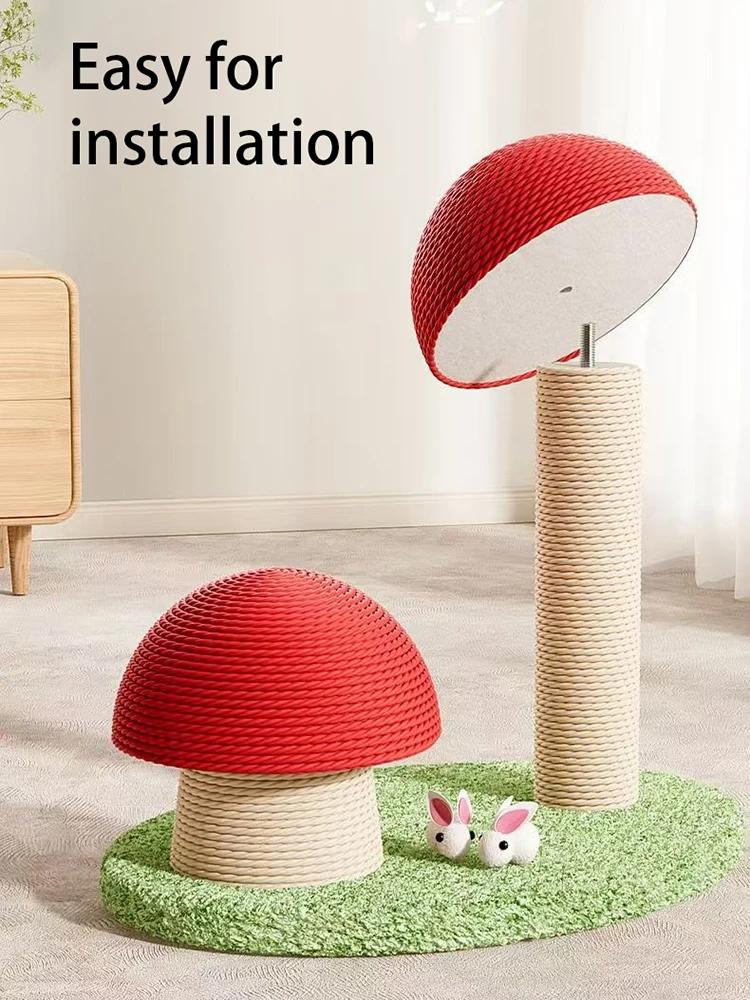 Drapak dla kota Słupek do drapania dla kota Kształt uroczego grzybka Materiał sizalowy Odporny na zużycie Zabawka dla zwierząt Akcesoria do szkolenia zwierząt