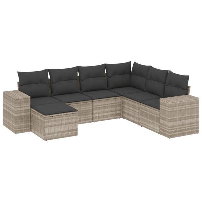 VidaXL Salon de Jardin avec Coussins 7 pcs, Canapés de Terrasse, Ensemble de Meubles de Patio, Mobilier d'Extérieur, Gris 3255239